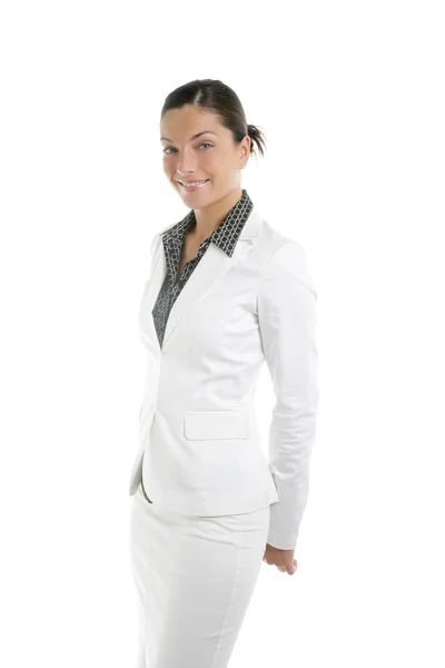 Attraktiva affärskvinna med vit kostym — Stockfoto