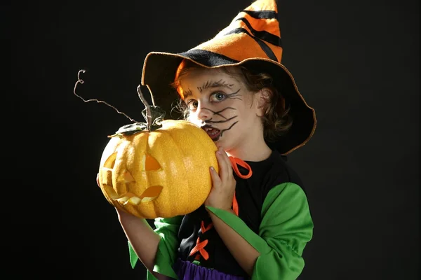 Barn girl, halloween kostym — Stockfoto