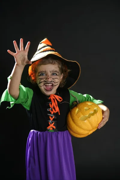 Niña, disfraz de Halloween — Foto de Stock