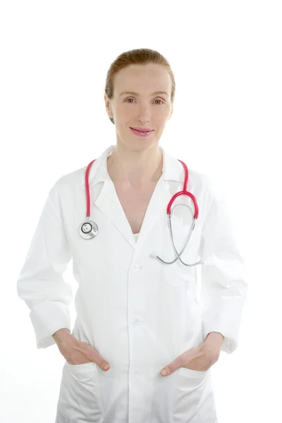 Arzt isoliert auf weiße, schöne Krankenschwester Frau — Stockfoto