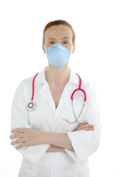 Лікар ізольований на білому, красива медсестра жінка — стокове фото