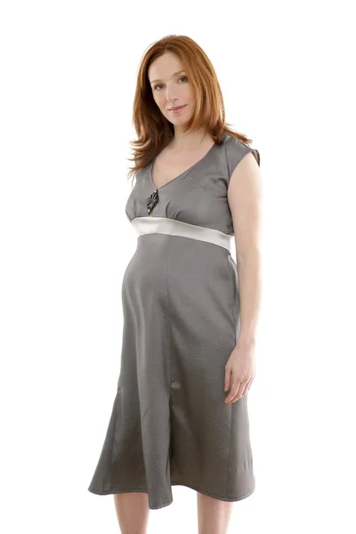 Vackra gravid rödhårig kvinna mode — Stockfoto