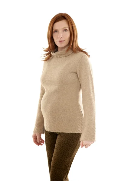 Kobieta w ciąży moda rudy portret — Zdjęcie stockowe