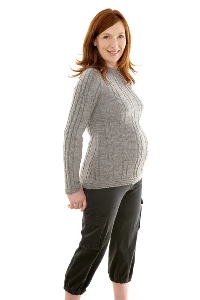 Terhes nő divat vörös hajú portré — Stock Fotó