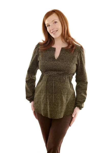 Pregnant woman fashion redhead portrait — Stock Photo, Image