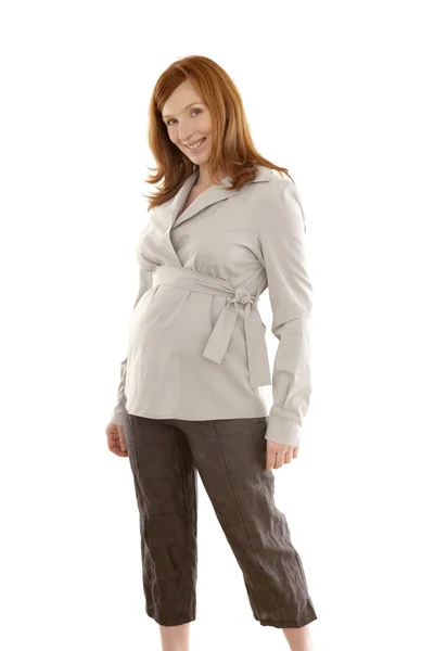 Kobieta w ciąży moda rudy portret — Zdjęcie stockowe