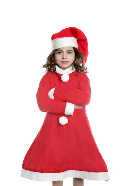 ブルネット小さな女の子サンタ コスチューム — ストック写真
