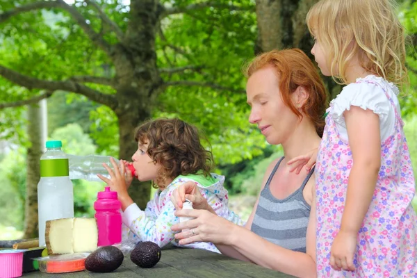 Madre hija familia picnic parque al aire libre —  Fotos de Stock