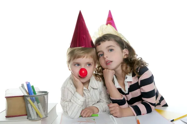 Party student two little school girls — Stock Photo, Image