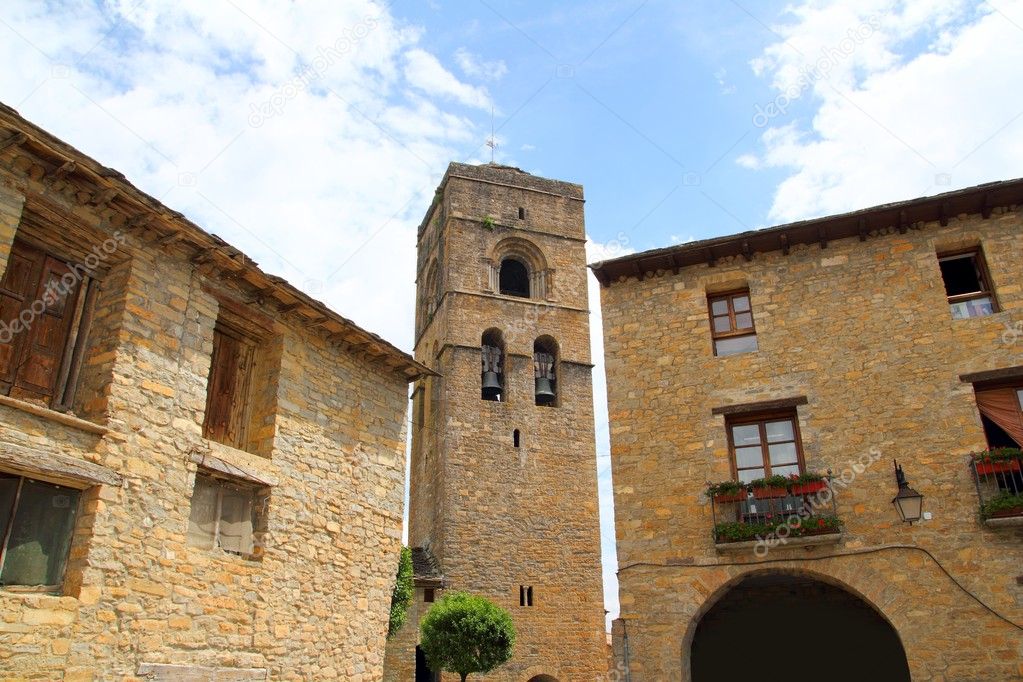 Ainsa medieval romanesque village church Spain