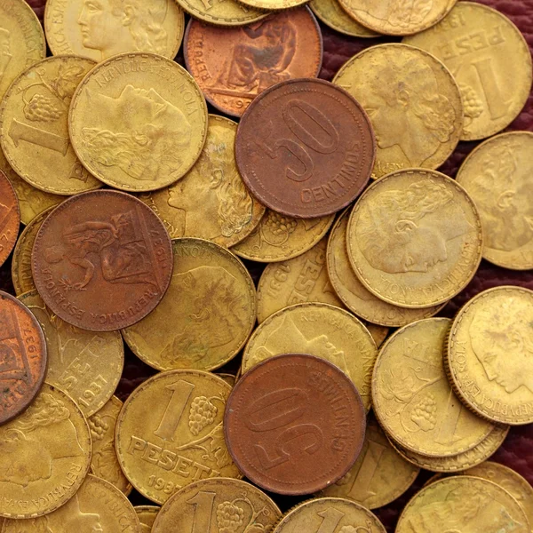 Antieke echte oude Spanje Republiek 1937 valuta munt peseta — Stockfoto