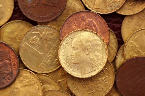 Αντίκες πραγματικό παλιό Ισπανία Δημοκρατία 1937 νομίσματος νόμισμα πεσέτα — Φωτογραφία Αρχείου