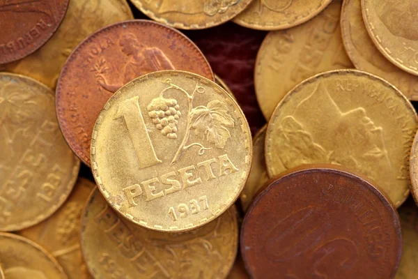 古色古香的真正的古老西班牙共和国 1937年货币硬币比塞塔 — 图库照片