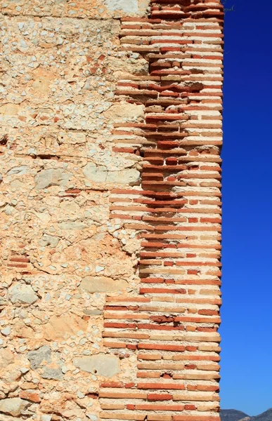 Tijolos detalhe canto na parede de alvenaria antigo — Fotografia de Stock