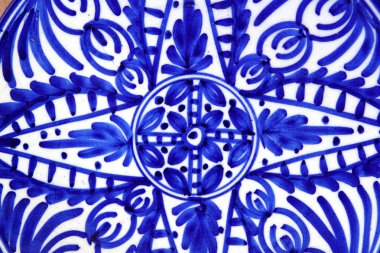 Ceramics painted blue shapes plate clipart