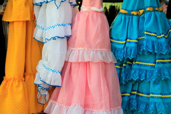 Costumes gypsy ruffle dress andalusian Spain — Stock Photo, Image