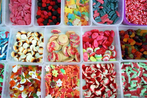 Candy színes cukorkák zselés doboz minta — Stock Fotó