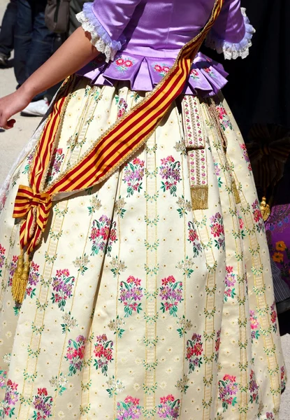 Falleras costume fallas dress detail from Valencia — Stock Photo, Image