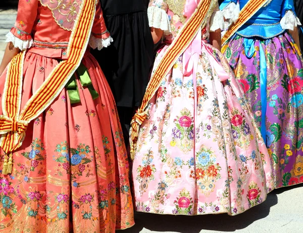 Falleras kostium fallas sukienka szczegół z Walencja — Zdjęcie stockowe