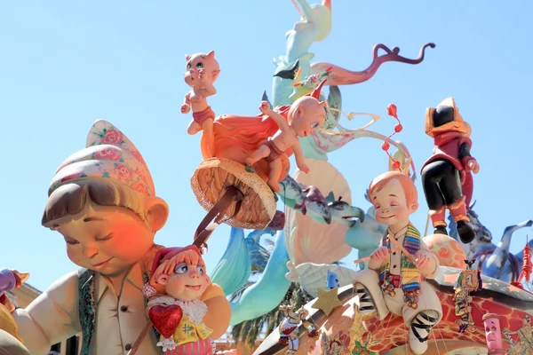 Fallas ve Valencii papírová hmota populární fest postavy — Stock fotografie