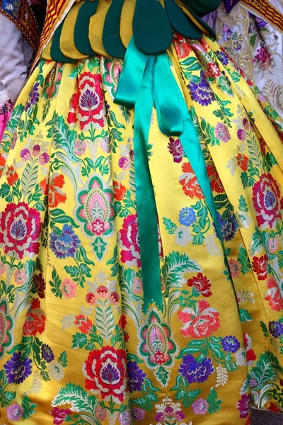 Falleras kostým fallas šaty detail z Valencie — Stock fotografie