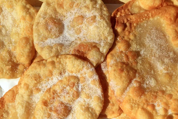 Fried sugar round wheat flour toasts — Stock Photo, Image