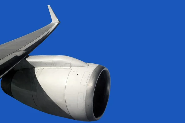 Repülőgép szárnya repülőgép turbina repülő — Stock Fotó