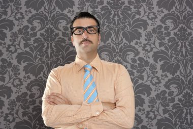 Businessman nerd portrait retro glasses wallpaper clipart