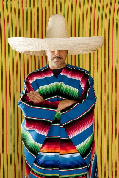 Mexican man typical poncho sombrero serape Royalty Free Stock Photos