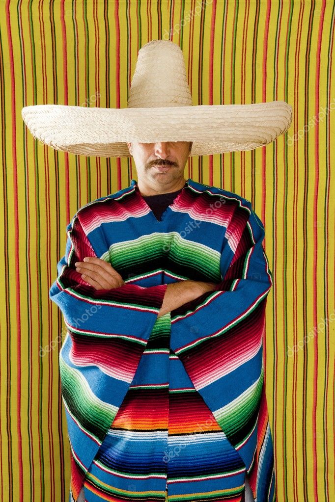 Mexican man typical poncho sombrero serape — Stock Photo © lunamarina ...