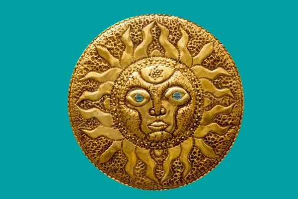 Golden sun handcraft from Mediterranean isolated — Stock Photo, Image