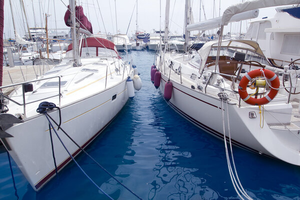 Marina sailboats in Formentera Balearic Islands