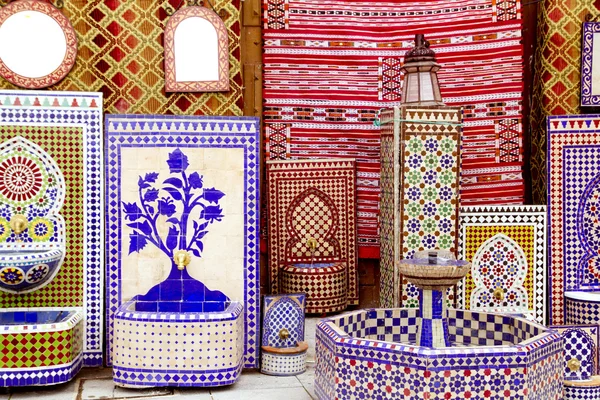 Arab mosaic deco tiles and fabric decoration — Stock Photo, Image