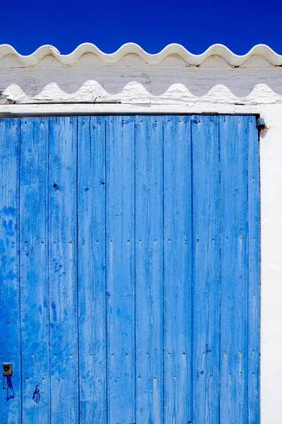 Architecture balearic islands white blue doors detail — Stock Photo, Image