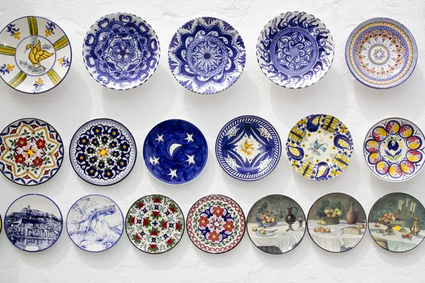 Ceramic plates crafts Mediterranean Ibiza — Stock Photo, Image