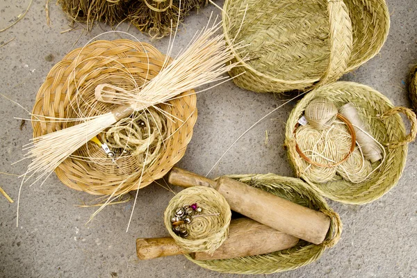 Artesanía cestería esparto Mediterráneo Baleares — Foto de Stock