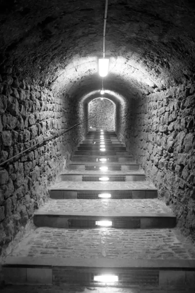 stock image Ibiza island tunnel way up to the castle light effect