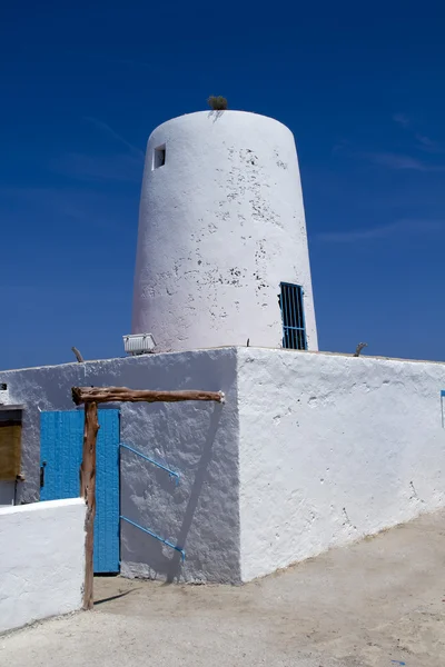 Ancient white salt windmill mill in Formentera — Stock Photo, Image