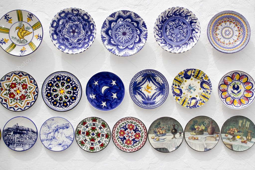 Ceramic plates crafts Mediterranean Ibiza
