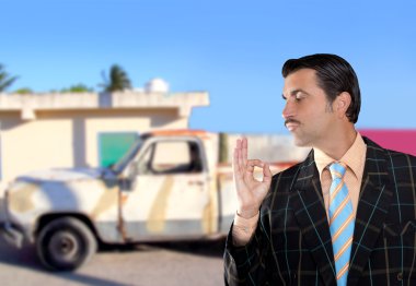 Car used salesperson selling old car as brand new clipart