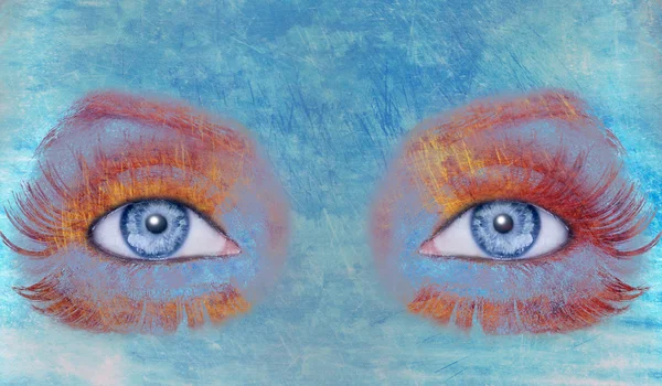 stock image Abstract blue eyes makeup woman grunge texture