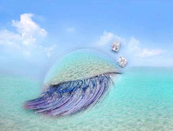 Caribe olho do mar maquiagem metáfora praia turquesa — Fotografia de Stock