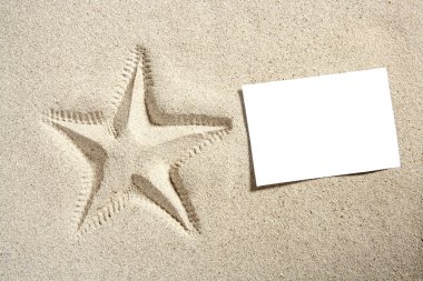 Blank paper beach sand starfish pint summer clipart