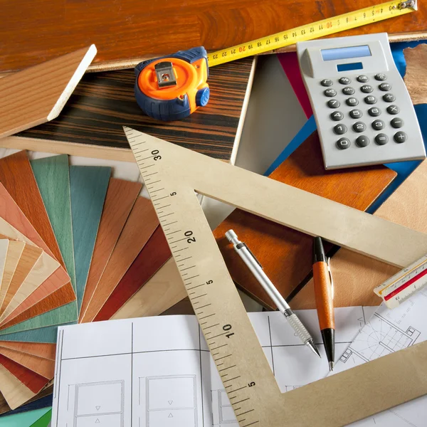 Mimar iç tasarımcı işyeri marangoz tasarım — Stok fotoğraf