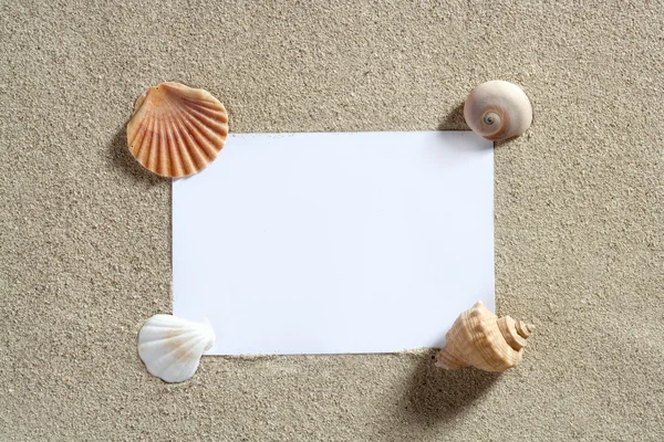 Blank paper copy space summer beach sand vacation — Stock Photo, Image