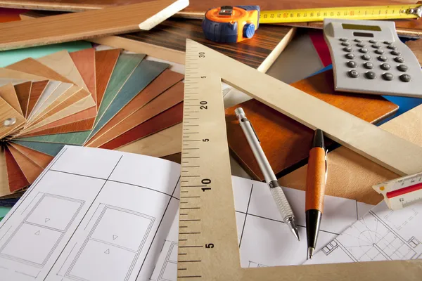 Mimar iç tasarımcı işyeri marangoz tasarım — Stok fotoğraf