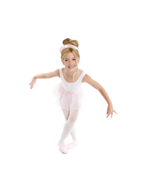 Ballerina piccola ballerina ballerina per bambini che balla sul bianco — Foto Stock