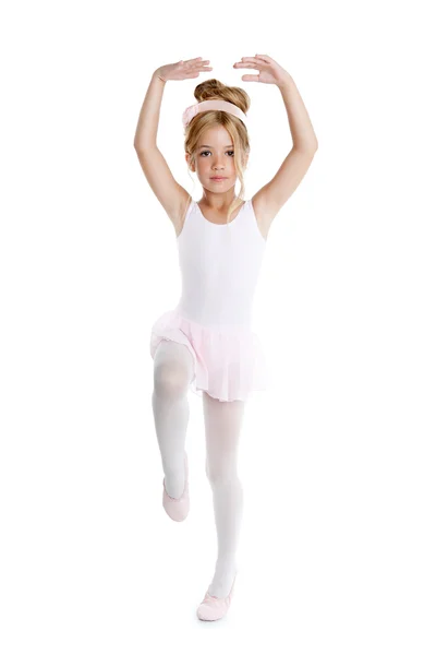 Ballerina little ballet children dancer dancing on white — Stock Photo, Image