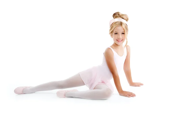 Ballerina little ballet children dancer stretching sitting — Stock Photo, Image