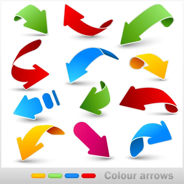 Raccolta di frecce a colori — Vettoriale Stock